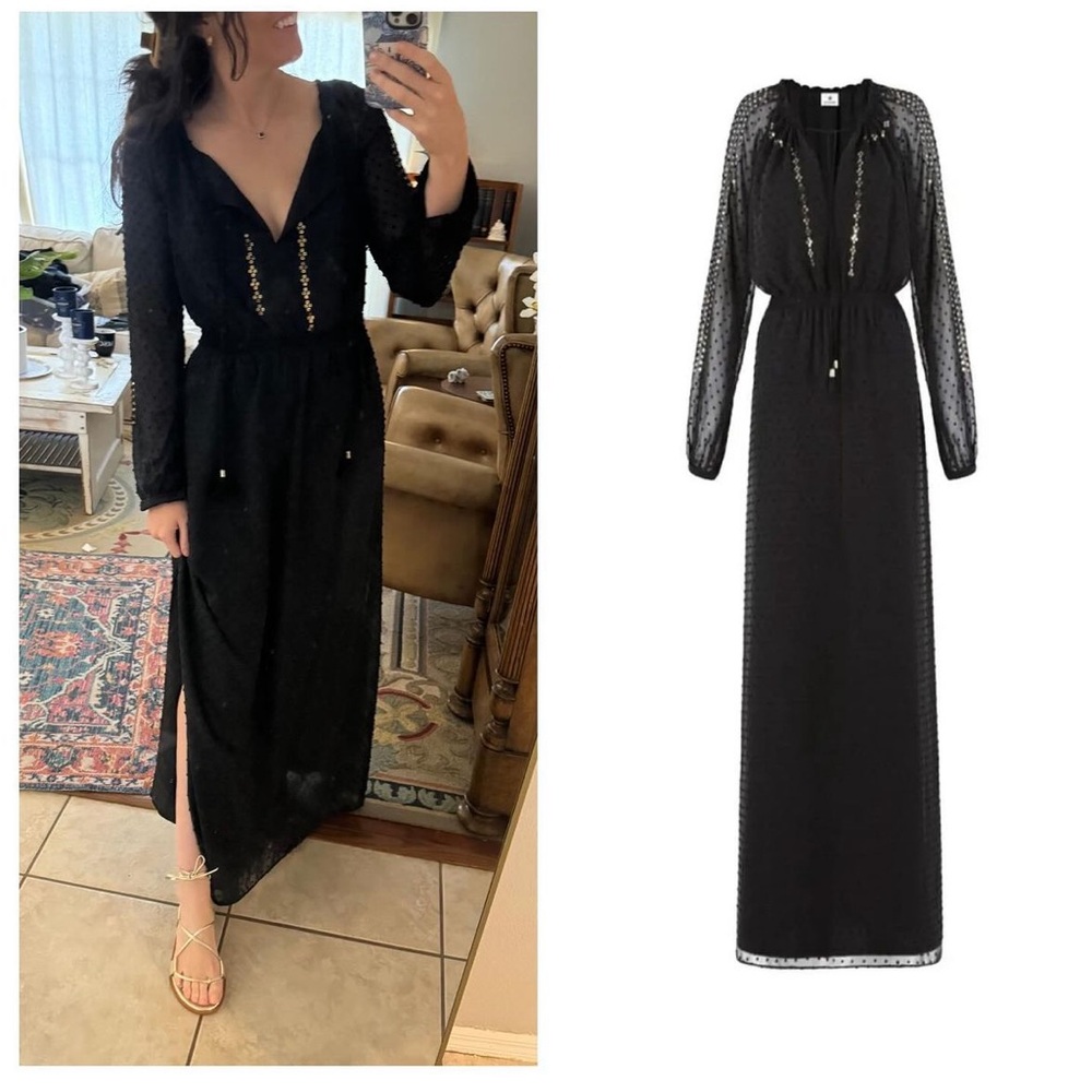 EUC Altuzarra x Target Swiss dot maxi in black with gold sequined accents